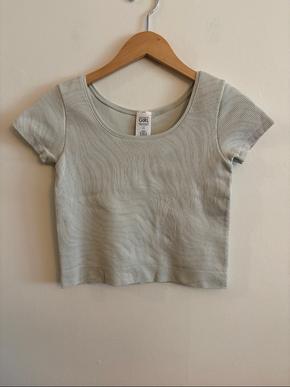 Athleta Girl Rise Above Rib Cropped Tee Shirt Girls Size Large - 12